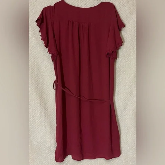 LOFT Mini Dress Flutter Sleeve Drawstring Waist Flowy Flattering Womens Medium - Picture 8 of 9